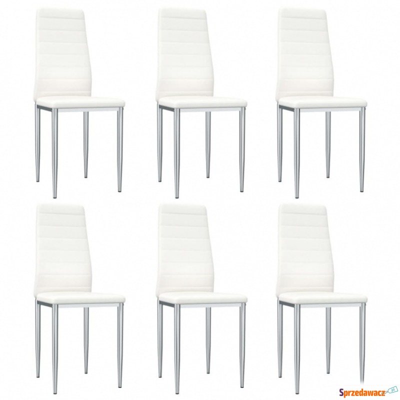 Krzesła stołowe, 6 szt., białe, sztuczna skóra - Krzesła do salonu i jadalni - Nowy Sącz