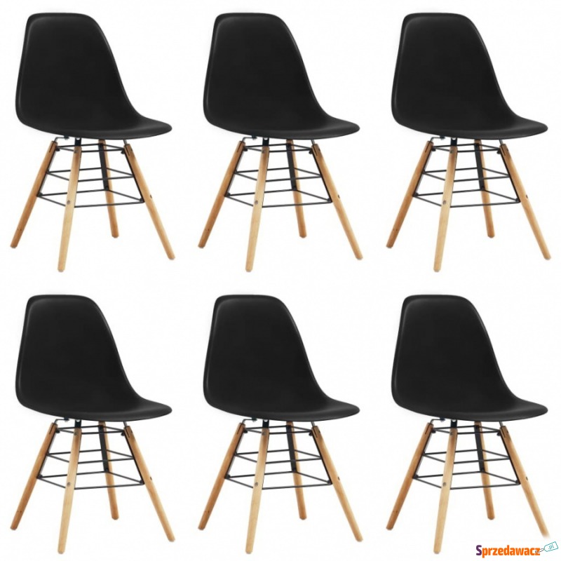 Krzesła do kuchni 6 szt. czarne plastik - Krzesła kuchenne - Sieradz