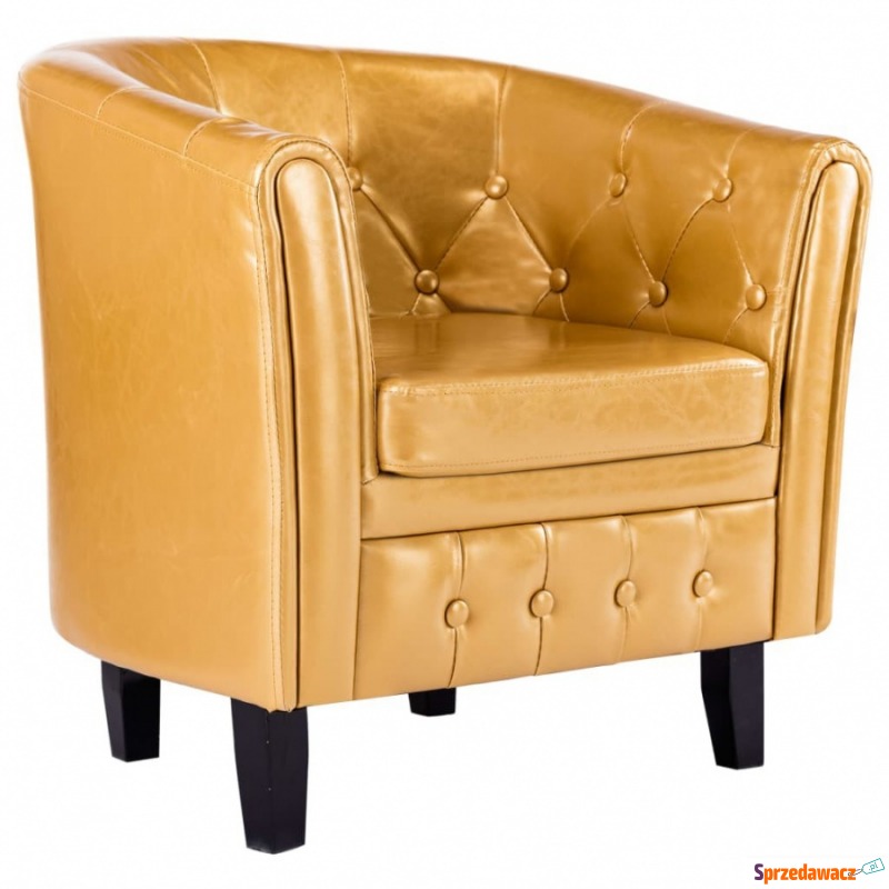Fotel klubowy złoty sztuczna skóra - Krzesła biurowe - Piotrków Trybunalski