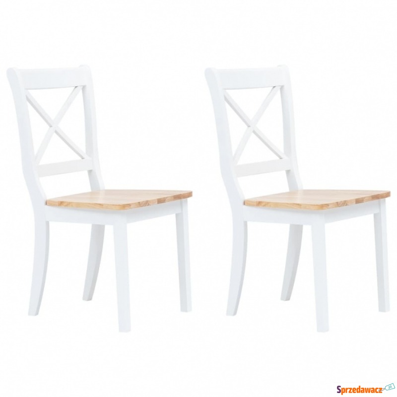 Krzesła stołowe, 2 szt., biel i jasny brąz, d... - Krzesła kuchenne - Kraków