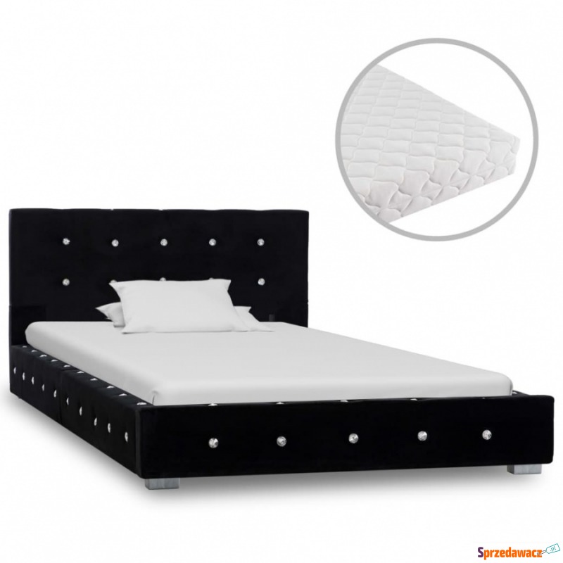 Łóżko z materacem, czarne, aksamit, 90 x 200 cm - Łóżka - Siedlce
