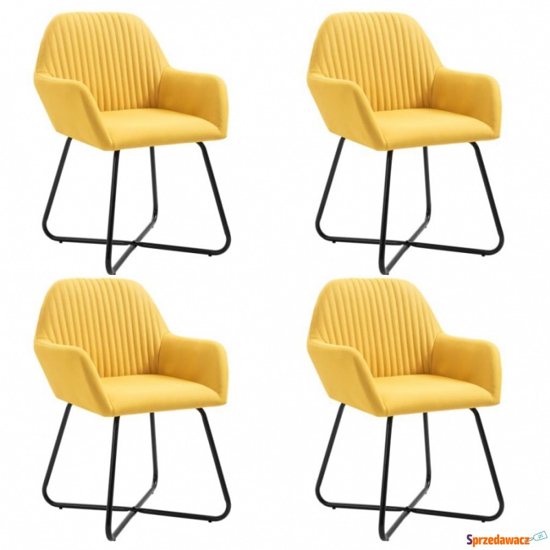 Krzesła do salonu 4 szt. żółte tapicerowane t... - Krzesła do salonu i jadalni - Nowy Targ
