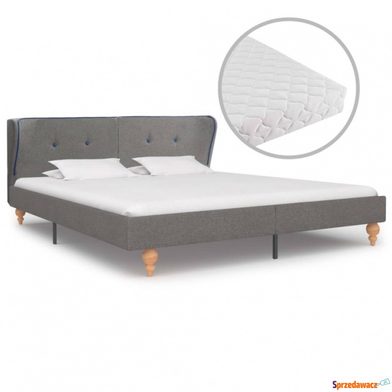 Łóżko z materacem, jasnoszare, tkanina, 160 x... - Łóżka - Biała Podlaska