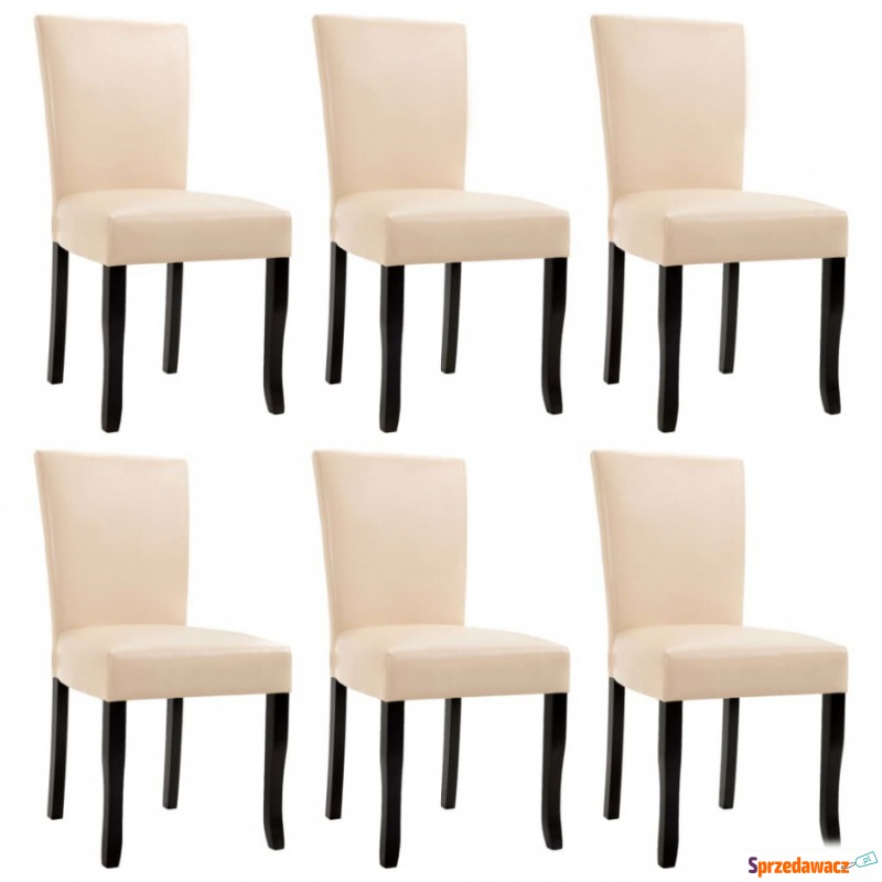 Krzesła do jadalni 6 szt. kremowe sztuczna skóra - Krzesła do salonu i jadalni - Kłodzko