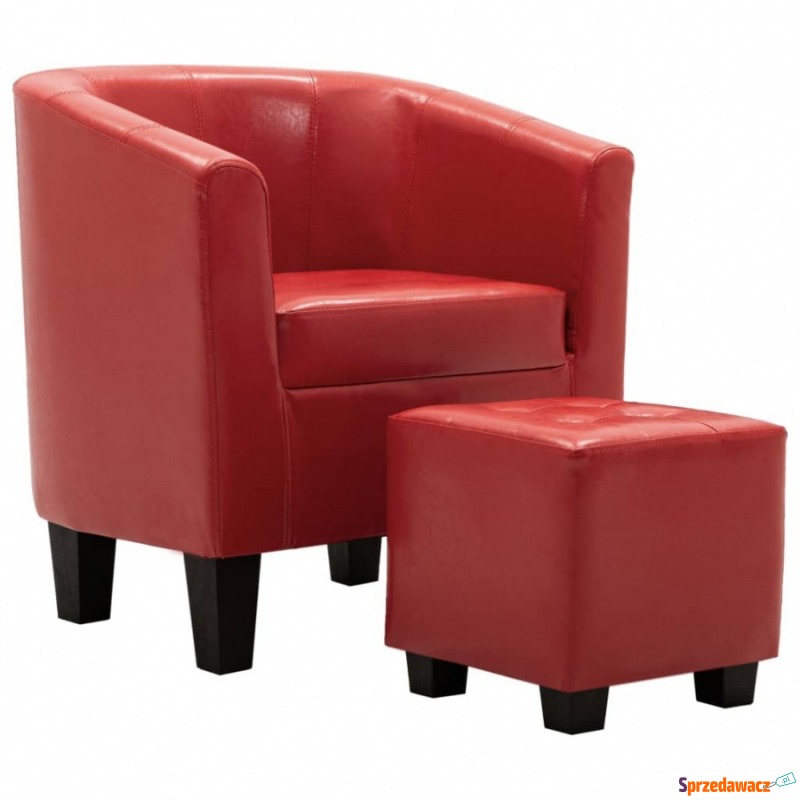 Fotel klubowy z podnóżkiem czerwony sztuczna skóra - Krzesła biurowe - Kalisz