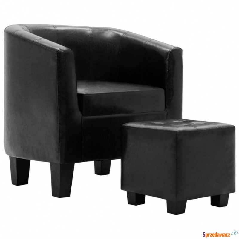 Fotel z podnóżkiem czarny sztuczna skóra - Krzesła biurowe - Sochaczew