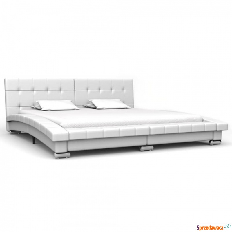 Rama łóżka, biała, sztuczna skóra, 200 x 160 cm - Łóżka - Sosnowiec