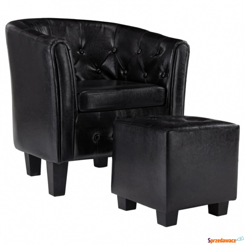 Fotel z podnóżkiem czarny sztuczna skóra - Krzesła biurowe - Nowy Dwór Mazowiecki