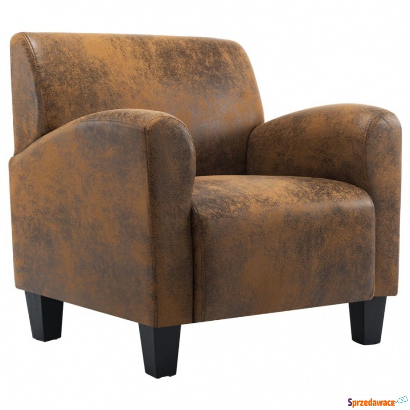 Fotel brązowy sztuczna skóra zamszowa - Krzesła biurowe - Chełmno