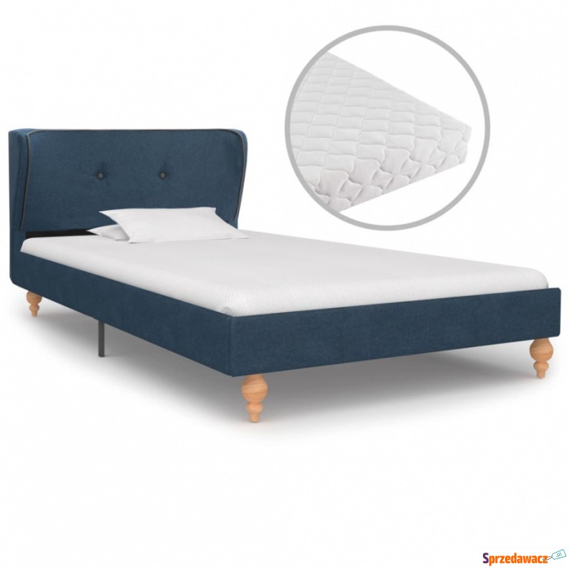 Łóżko z materacem, niebieskie, tkanina, 90 x... - Łóżka - Bielsk Podlaski