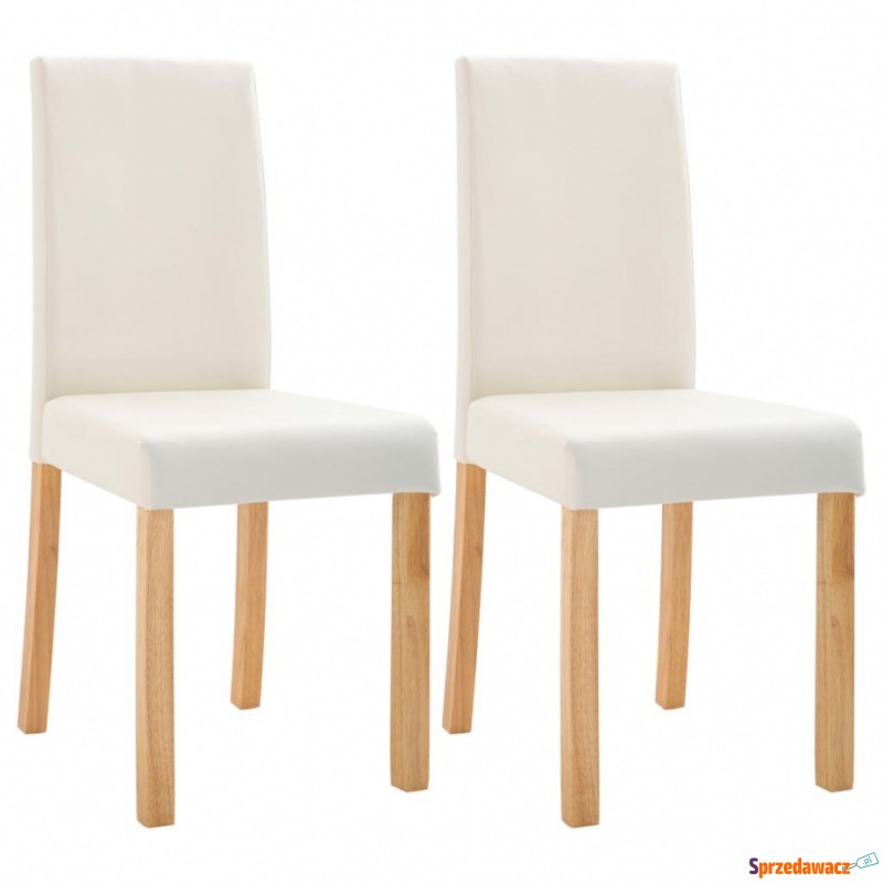 Krzesła do jadalni 2 szt. kremowe sztuczna skóra - Krzesła do salonu i jadalni - Bełchatów