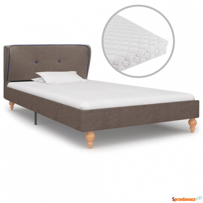 Łóżko z materacem, taupe, tkanina, 90 x 200 cm - Łóżka - Przemyśl