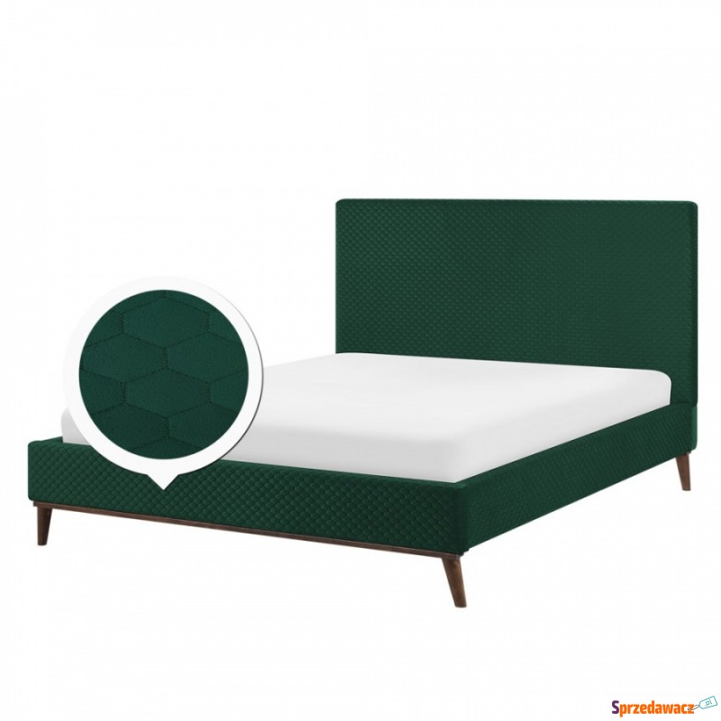 Łóżko welurowe 160 x 200 cm zielone BAYONNE - Łóżka - Jabłowo