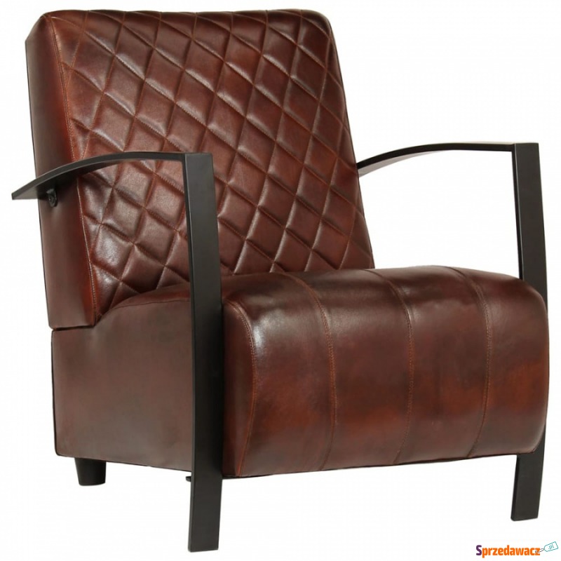 Fotel, brązowy, 65 x 75 x 82 cm, prawdziwa skóra - Sofy, fotele, komplety... - Karbowo