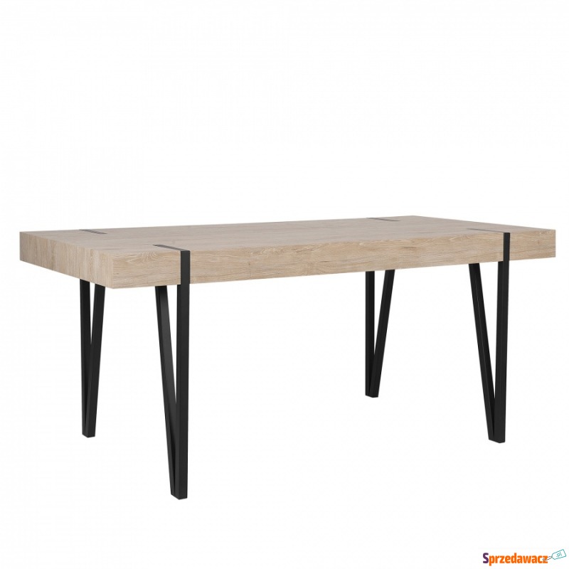 Stół do jadalni 180 x 90 cm jasne drewno z cz... - Stoły kuchenne - Białogard