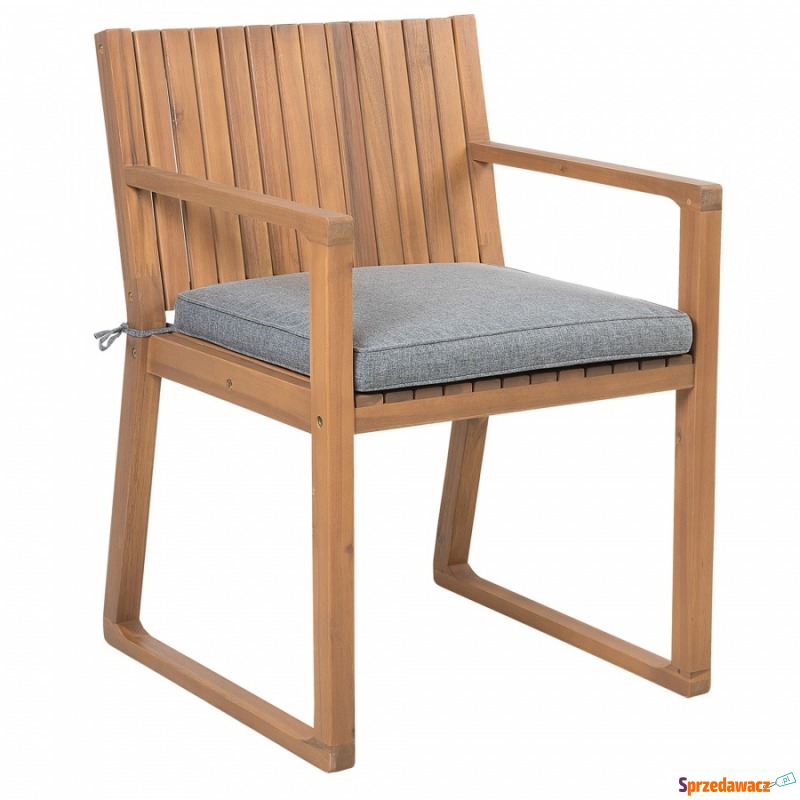 Drewniane krzesło ogrodowe z szarą poduchą SASSARI - Krzesła ogrodowe - Żagań