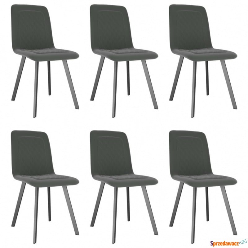Krzesła do kuchni 6 szt. szare aksamitne - Krzesła kuchenne - Grabówka