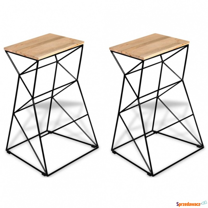Krzesła barowe 2 szt. lite drewno mango - Taborety, stołki, hokery - Ełk