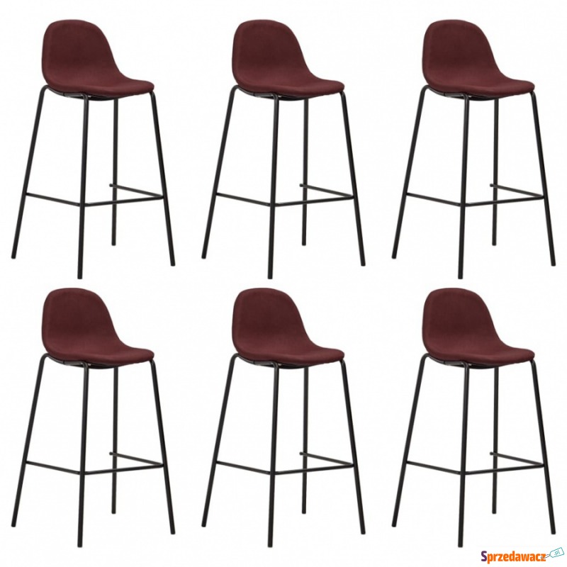 Krzesła barowe 6 szt. kolor wina tkanina - Taborety, stołki, hokery - Kłodzko