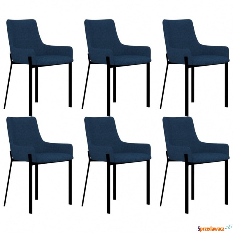 Krzesła do kuchni 6 szt. niebieskie tapicerowane... - Krzesła kuchenne - Rogoźnik