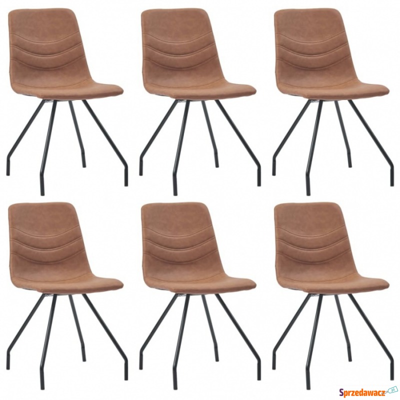 Krzesła do kuchni 6szt. brązowe sztuczna skóra - Krzesła kuchenne - Tarnów