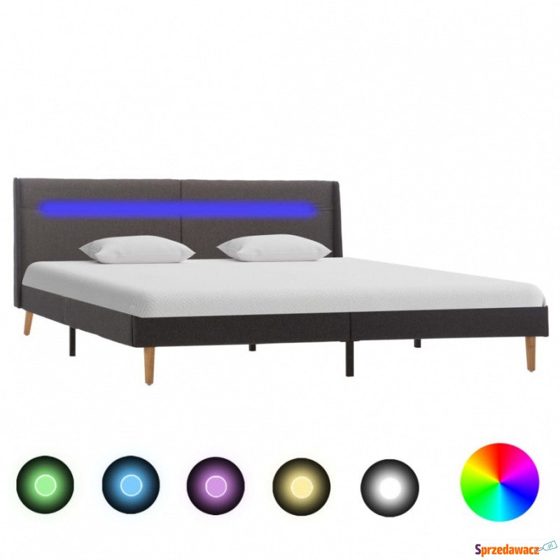 Rama łóżka z LED, szara, tkanina, 180 x 200 cm - Łóżka - Inowrocław