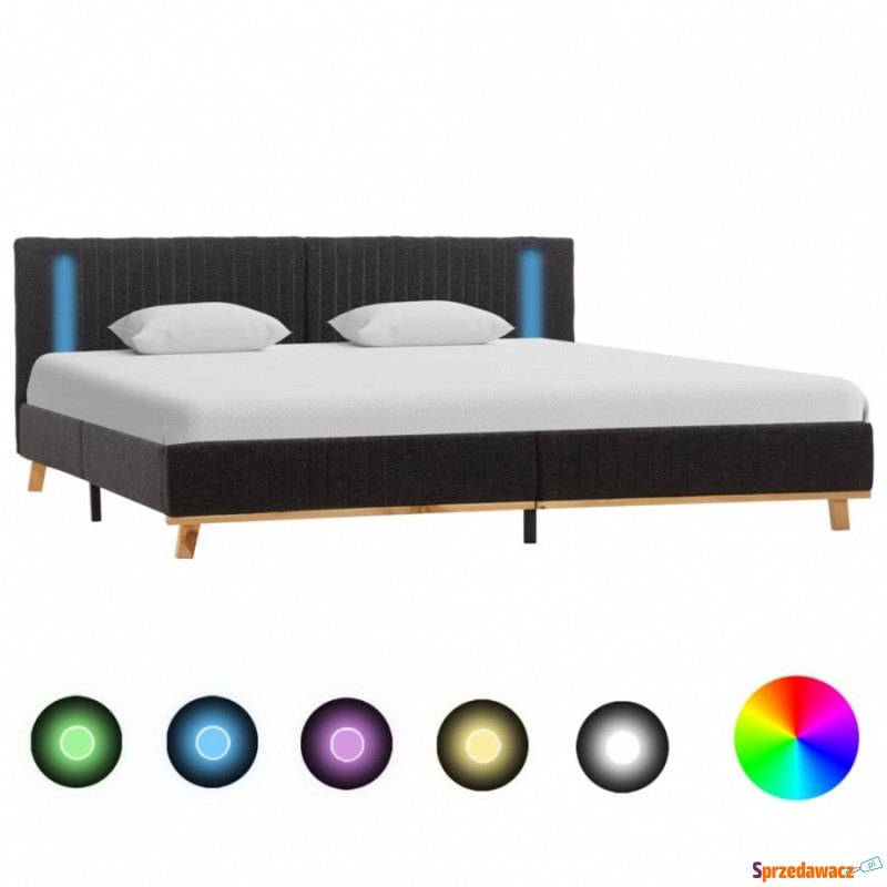 Rama łóżka z LED, ciemnoszara, tkanina, 160 x... - Łóżka - Jelenia Góra