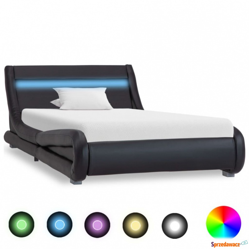 Rama łóżka z LED, czarna, sztuczna skóra, 100... - Stelaże do łóżek - Jastarnia