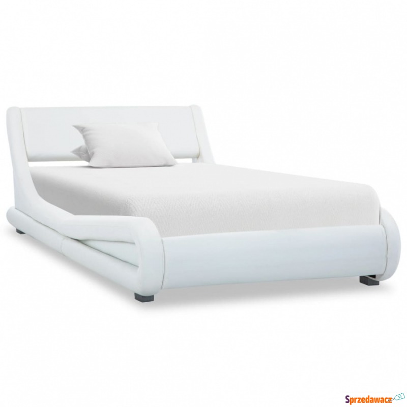 Rama łóżka, biała, sztuczna skóra, 100 x 200 cm - Stelaże do łóżek - Bartoszyce