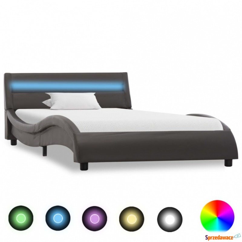 Rama łóżka z LED, szara, sztuczna skóra, 100 x... - Stelaże do łóżek - Gowidlino
