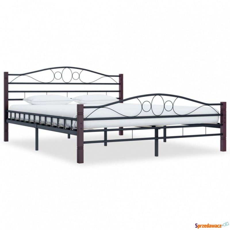 Rama łóżka, czarna, metalowa, 180 x 200 cm - Stelaże do łóżek - Brzeg