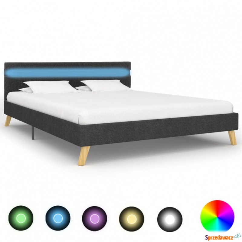 Rama łóżka z LED, ciemnoszara, tkanina, 160 x... - Łóżka - Staszów