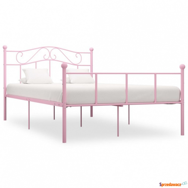 Rama łóżka, różowa, metalowa, 140 x 200 cm - Stelaże do łóżek - Drawsko