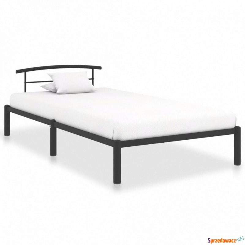 Rama łóżka, czarna, metalowa, 100 x 200 cm - Stelaże do łóżek - Bługowo