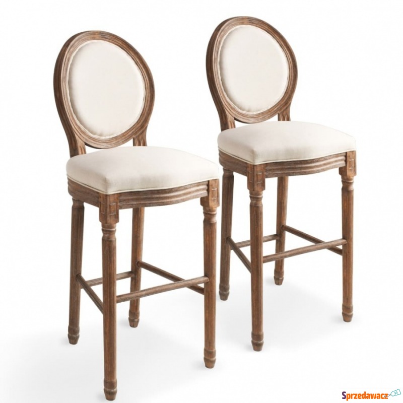 Krzesła barowe, 2 szt., białe, len - Taborety, stołki, hokery - Kwidzyn
