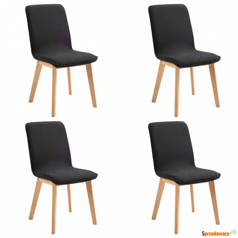 Krzesła stołowe, 4 szt., czarne, tkanina i lity... - Krzesła kuchenne - Włocławek