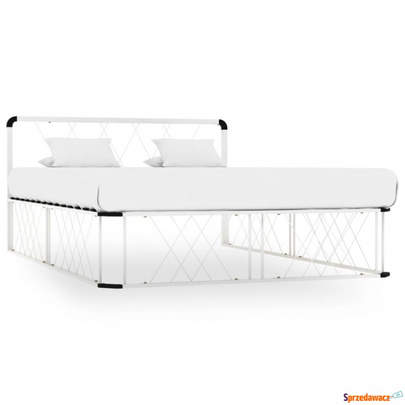 Rama łóżka, biała, metalowa, 140 x 200 cm - Łóżka - Karbowo