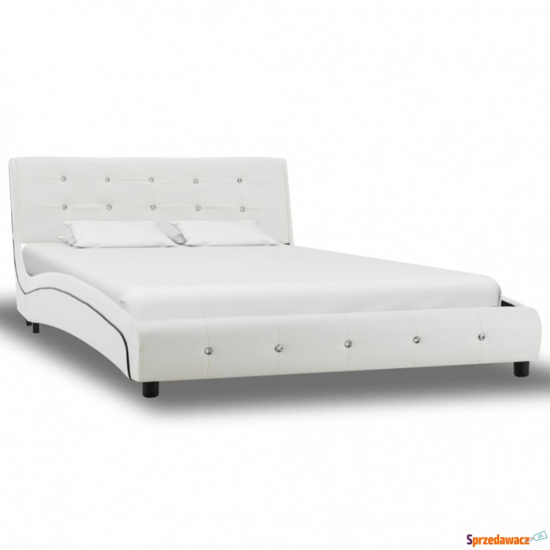 Rama łóżka, biała, sztuczna skóra, 120 x 200 cm - Stelaże do łóżek - Tarnobrzeg