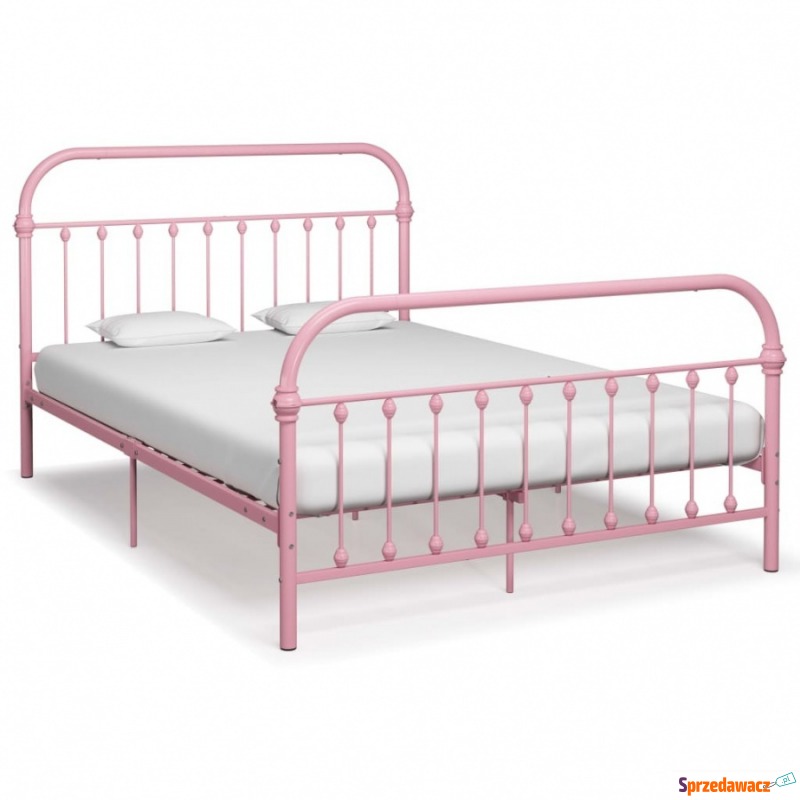 Rama łóżka, różowa, metalowa, 140 x 200 cm - Stelaże do łóżek - Żnin