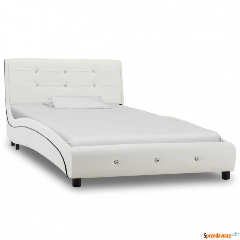 Rama łóżka, biała, sztuczna skóra, 90 x 200 cm - Stelaże do łóżek - Rybnik