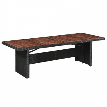 Ogrodowy stół jadalniany, polirattan i lite drewno, 240x90x74cm