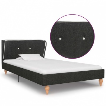 Rama łóżka, ciemnoszara, płótno konopne, 90 x 200 cm