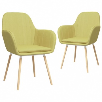 Krzesła do salonu z podłokietnikami 2 szt. zielone obite tkaniną