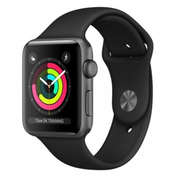 Smartwatch Apple Watch 3 - gwiezdna szarość aluminium 42 | czarny sportowy pasek