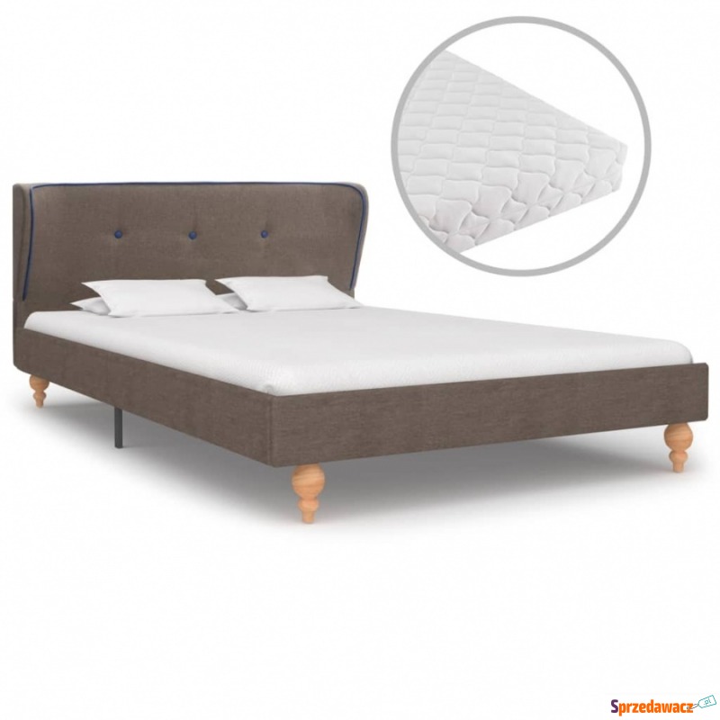 Łóżko z materacem, taupe, tkanina, 120 x 200 cm - Łóżka - Wieluń