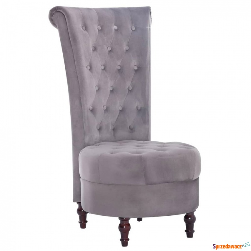 Krzesło z wysokim oparciem szare aksamitne - Krzesła do salonu i jadalni - Sochaczew
