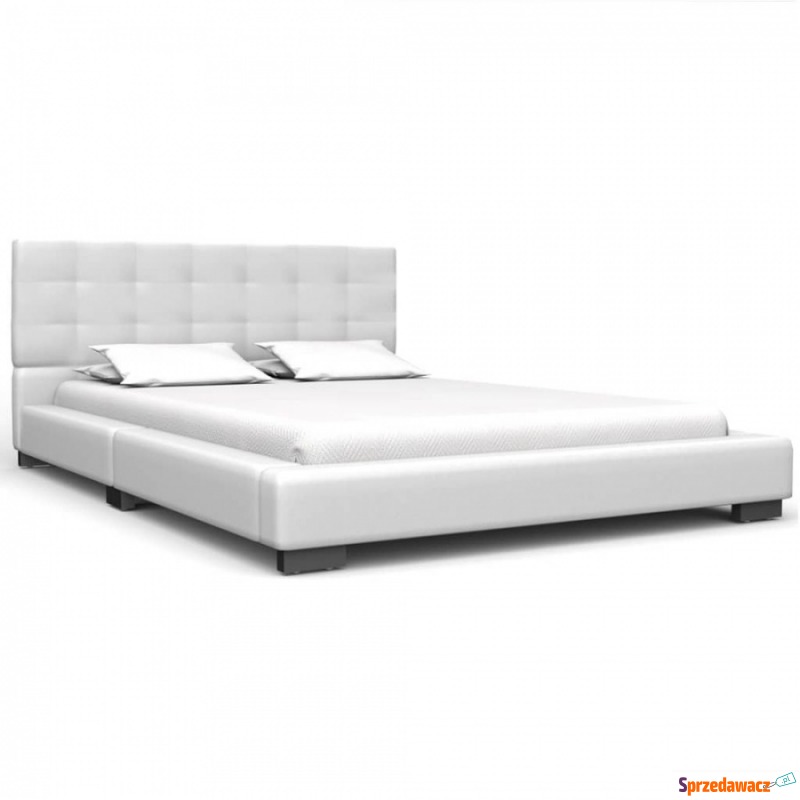 Rama łóżka, biała, sztuczna skóra, 120 x 200 cm - Łóżka - Pabianice