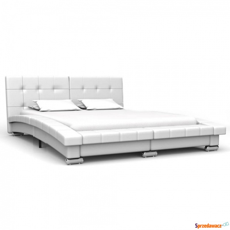 Rama łóżka, biała, sztuczna skóra, 200 x 140 cm - Łóżka - Chełm