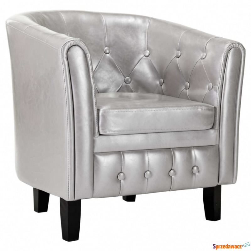Fotel klubowy srebrny sztuczna skóra - Krzesła biurowe - Legionowo