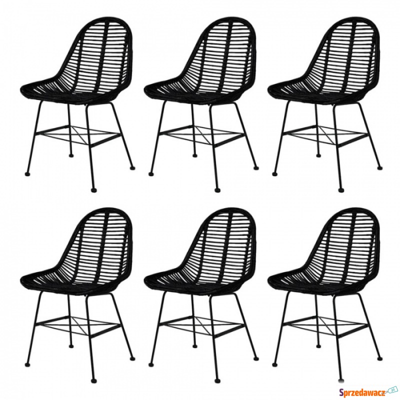 Krzesła rattanowe naturalne ogrodowe 6 szt. czarne - Krzesła ogrodowe - Zabrze